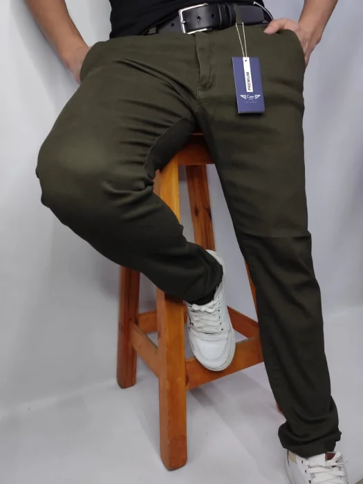Corte Chino Verde Militar Gabardina