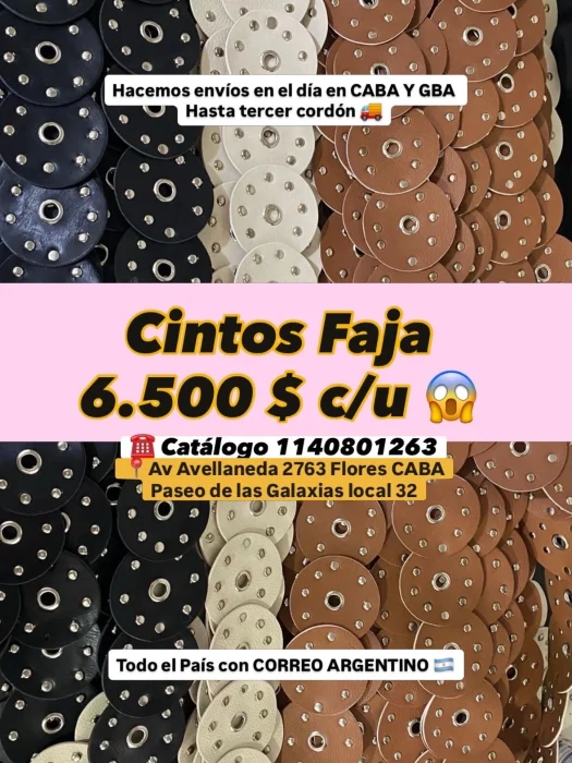 Cintos Circulos Fajas con Tachas 6.500 $ C/u