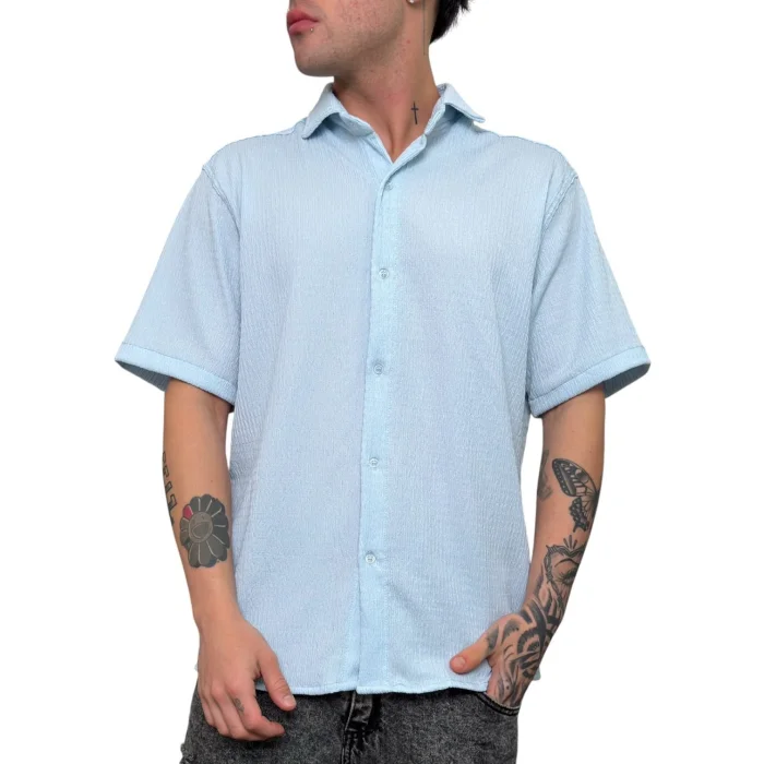 Camisa de Hawaii Over Celeste