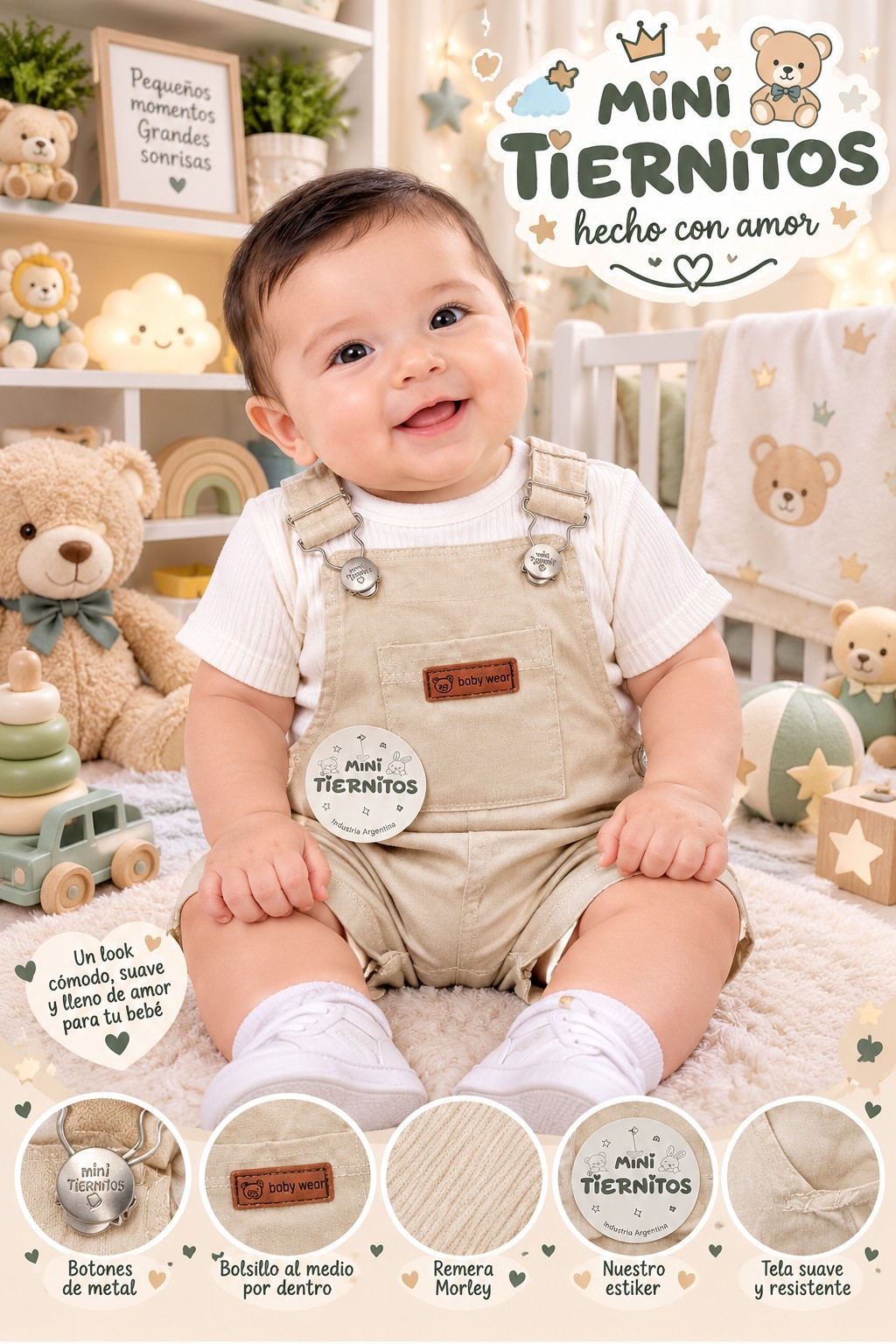 Conjunto Mini Amor Jardinero  Bengalina Elástisado y Remera Morley - Imagen 3
