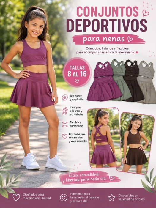 Conjuntos Deportivos para Nenas del Tallas 8 Al16