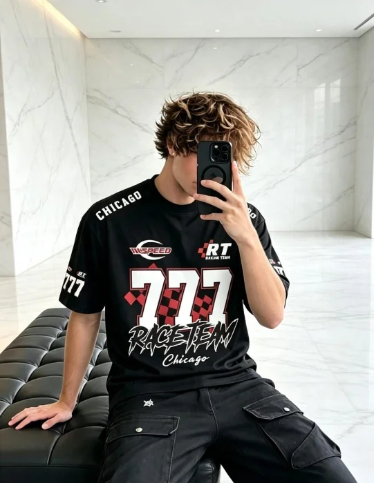 Remeras Oversize Race Team Chicago de Algodón Peinado Premium