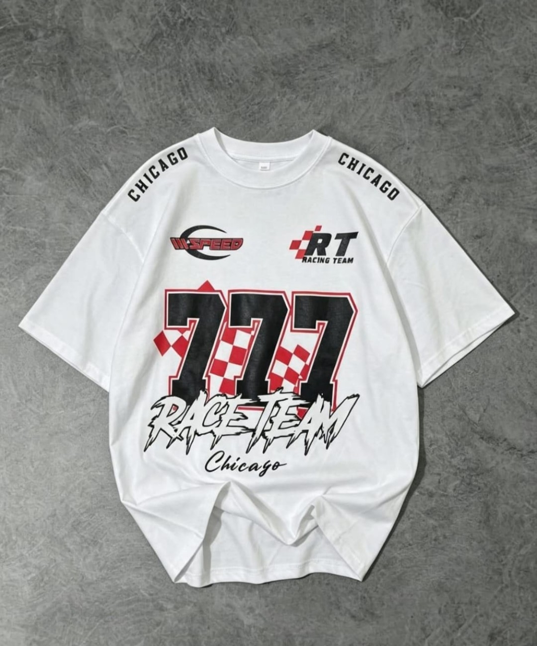 Remeras Oversize Race Team Chicago de Algodón Peinado Premium - Imagen 3
