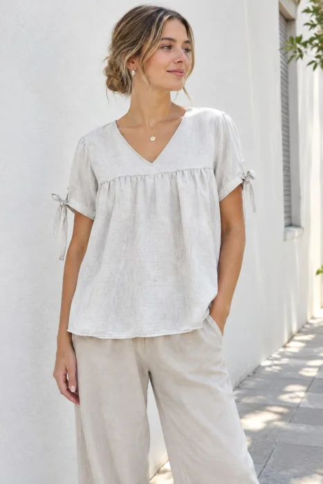 Blusa Escote V Frunce Evace