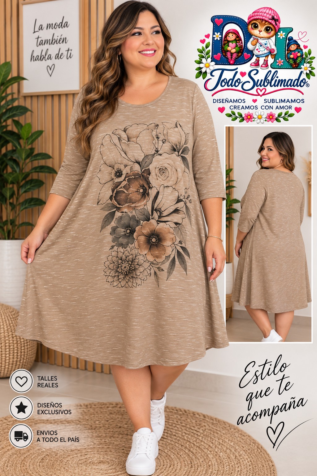 Vestido Manga 3/4 - Imagen 2