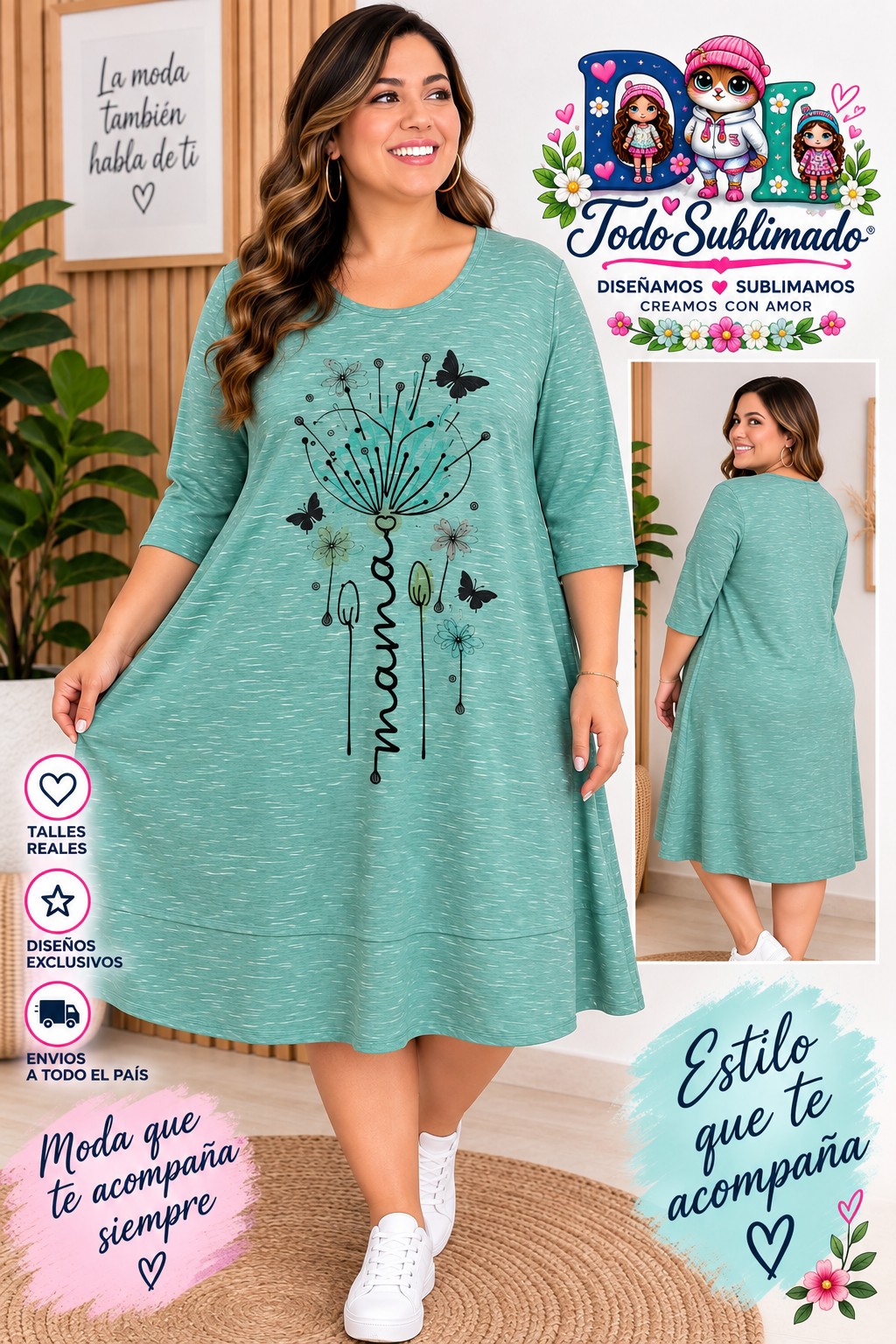 Vestido Manga 3/4 - Imagen 3