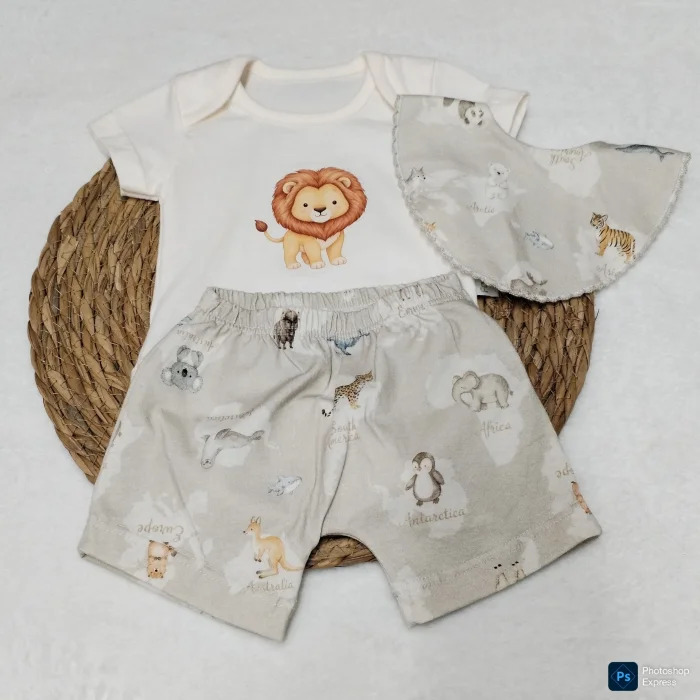 Conjunto Zoo Body, Short y Babero