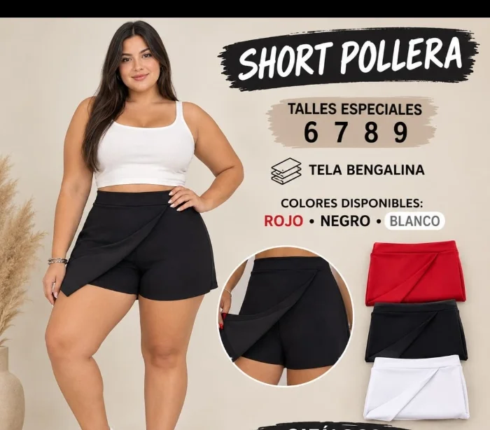 Short Pollera Talle Especial Dama