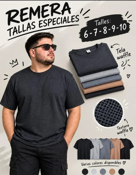 Remera Wafle Talle Especial