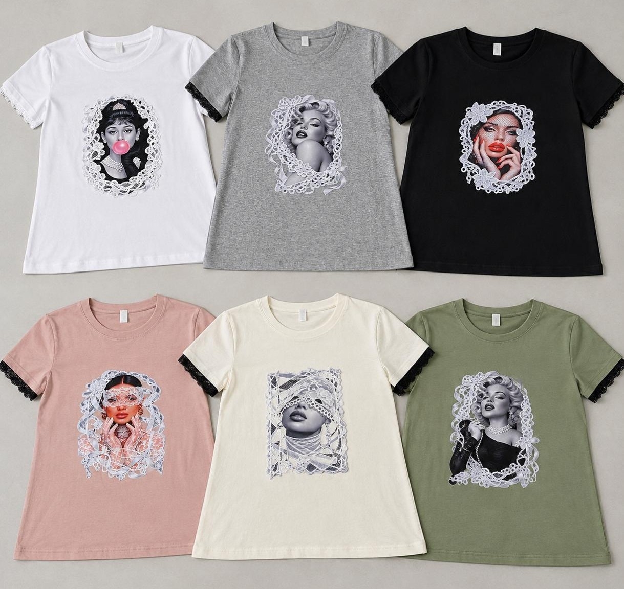 Remeras de Algodón con Puntilla - Imagen 2