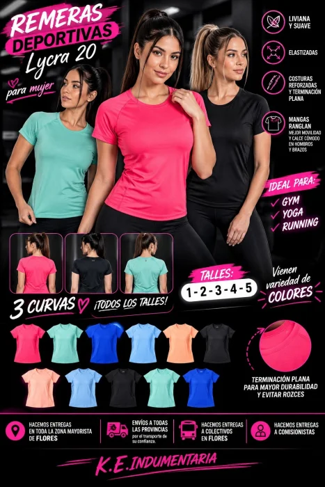 Remeras Deportivas de Lycra 20 para Mujer