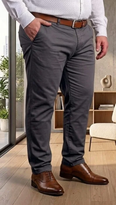 Pantalón Bolsillo Chino Recto Talles Especiales Gabardina Premium