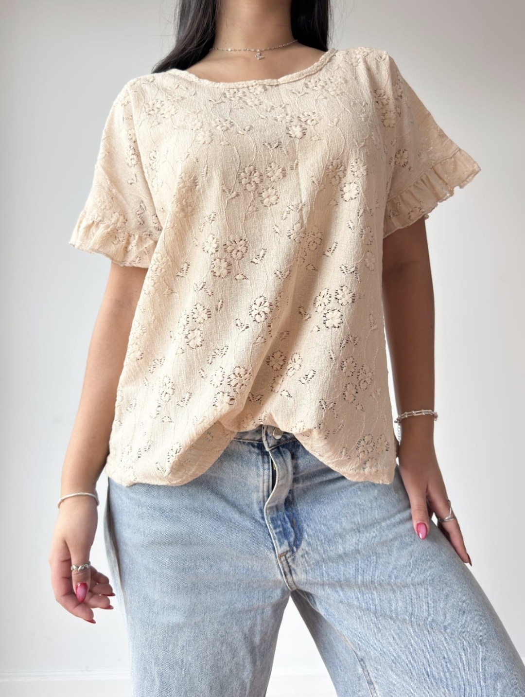 Blusa Brodery Manga Volado - Imagen 3