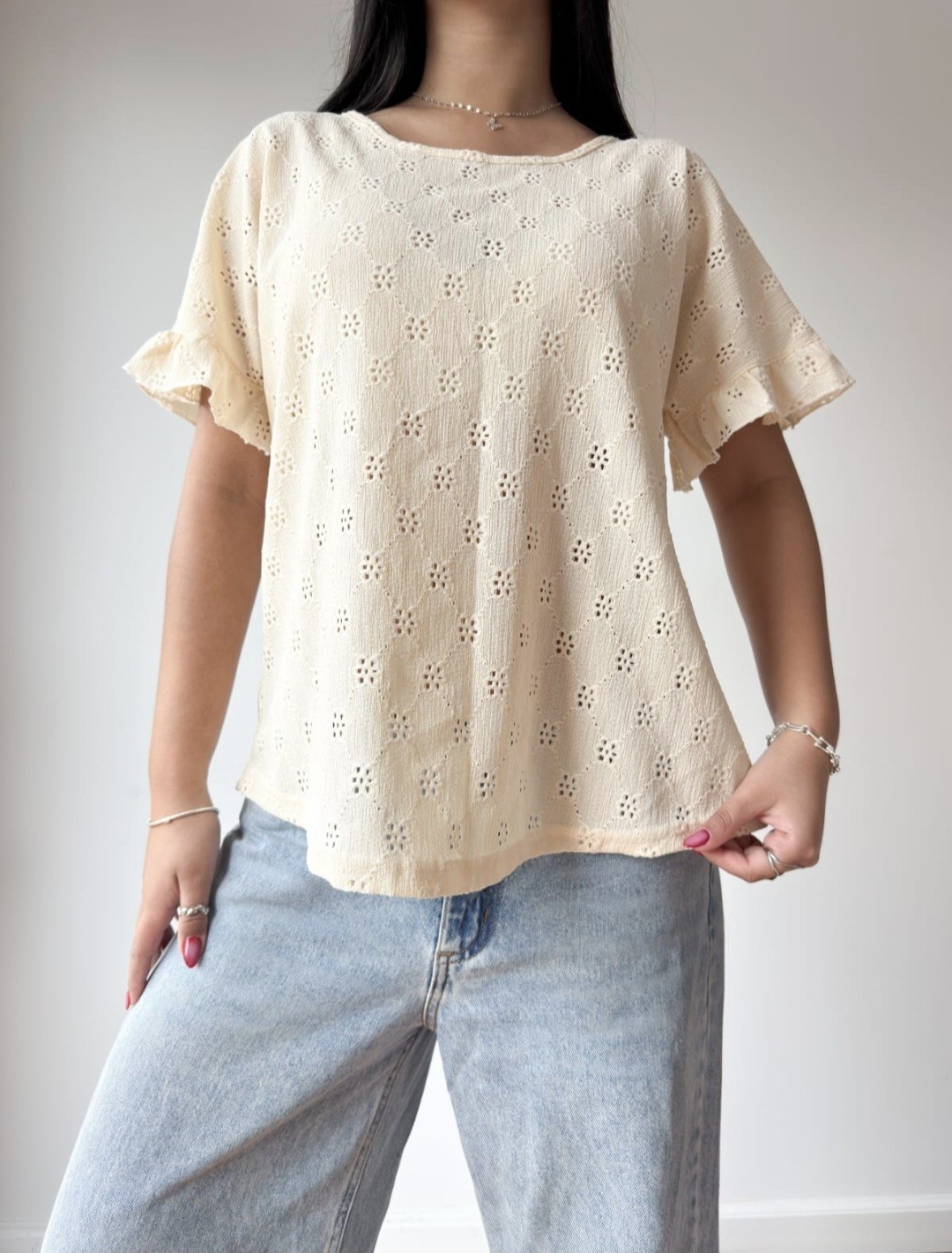 Blusa Brodery Manga Volado - Imagen 4