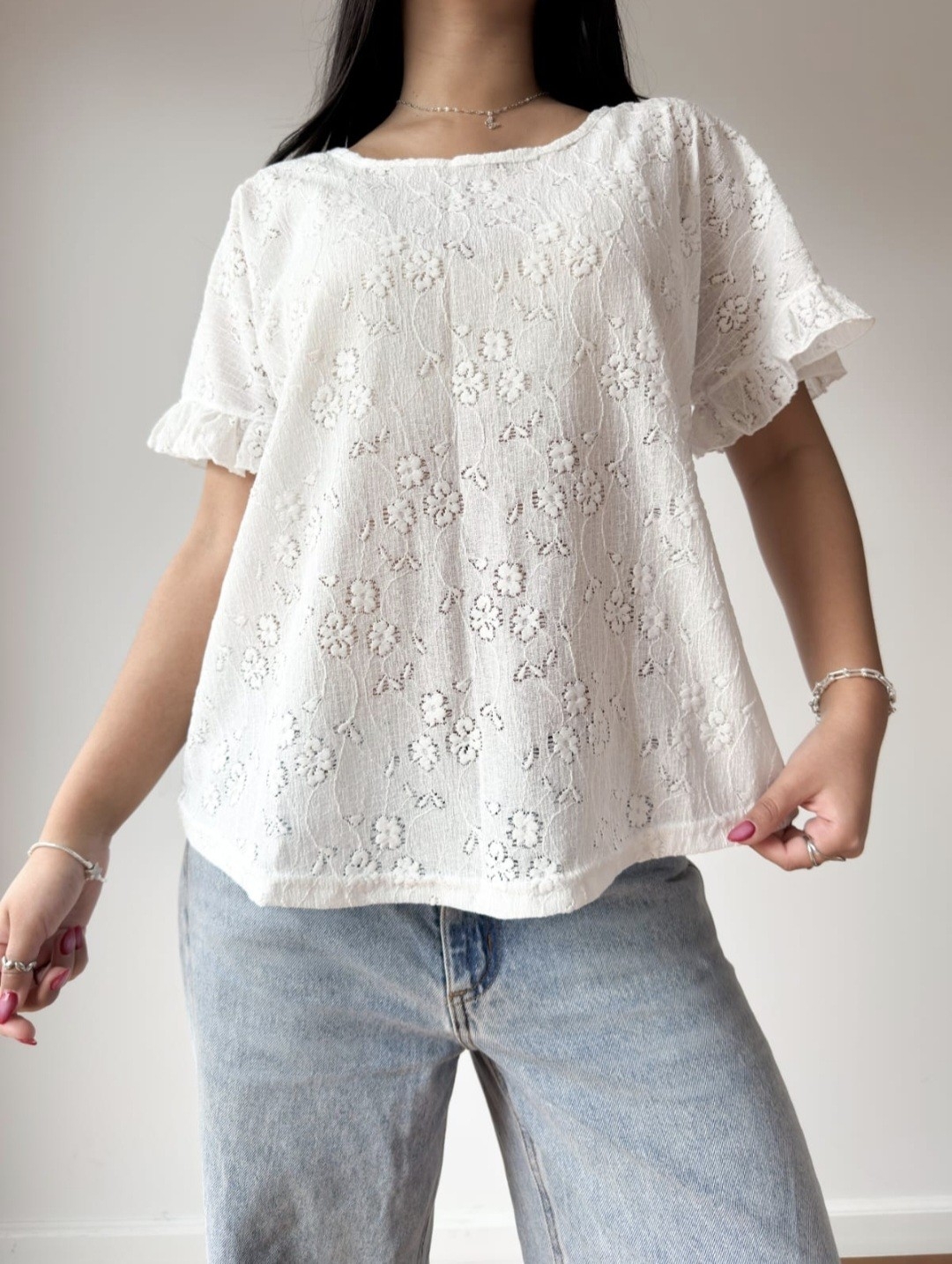 Blusa Brodery Manga Volado - Imagen 7