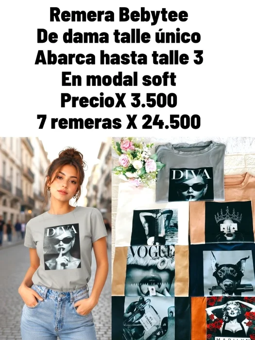 Remera Bebytee de Dama Talle Único Abarca un Talle 3rn Modal Soft