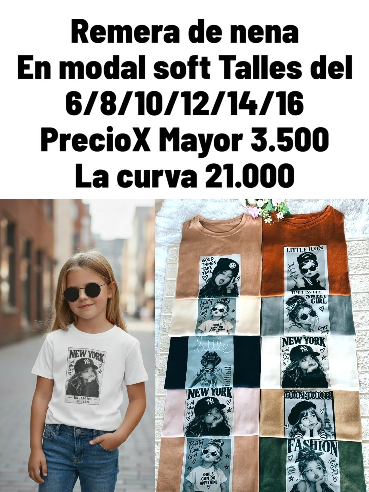 Remera de Nena en Modal Soft con Diseño Retro Talles del 6 al 16 - Imagen 1