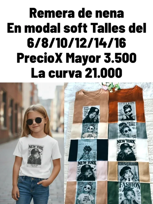Remera de Nena en Modal Soft con Diseño Retro Talles del 6 al 16