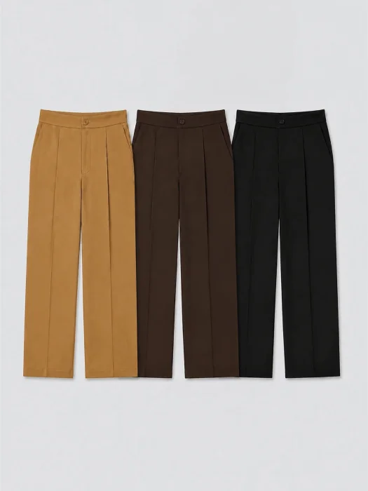 Pantalon Crep con Cierre y Bolsillo