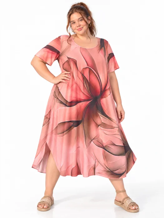 Vestido Pluss Size Sublimado de Modal Poli