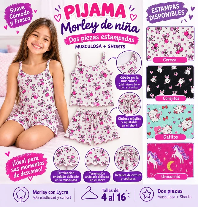 Piyama de Niña Morley Estampado Musculosa y Short