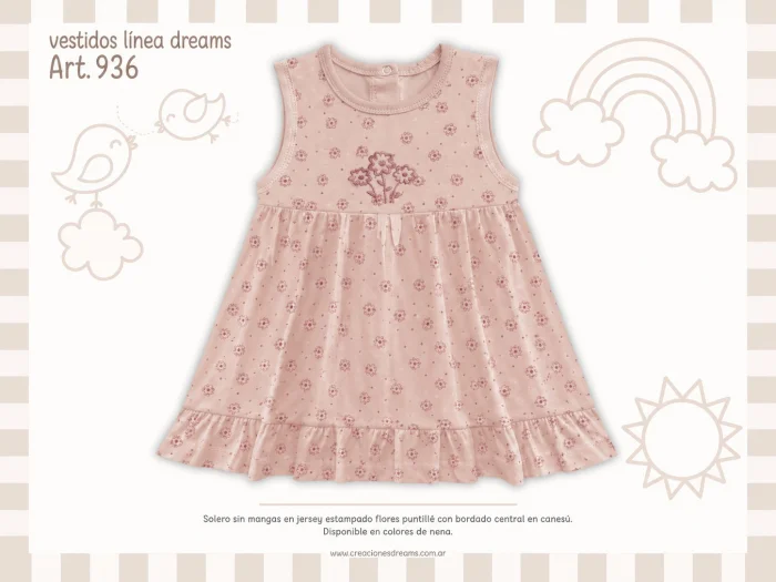 Solero Algodon Bordado Dreams T.(0 al 3) Art.936 Surtido de Colores