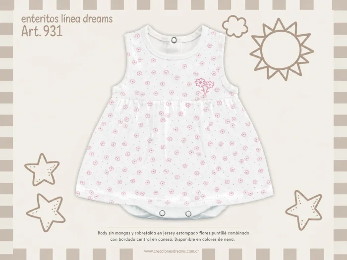 Body Vestido sin Mangas Algodon Dreams T.(00 al 3) Art.931 Surtido de Colores