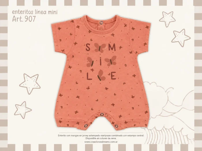 Entero Manga Corta Nena Mini Dreams T.(s-m-l-xl) Art.907 Surtido de Colores