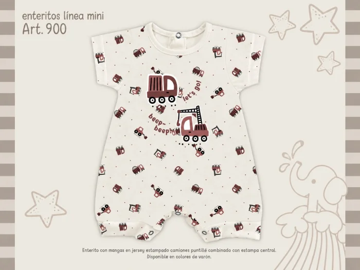 Entero Manga Corta Nene Mini Dreams T.(s-m-l-xl) Art.900 Surtido de Colores