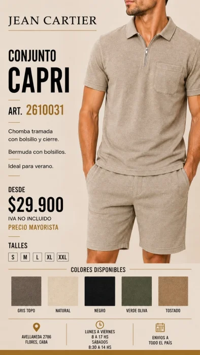 Conjunto de Bermuda y Chomba Tramado Importado Moda Actual 2027