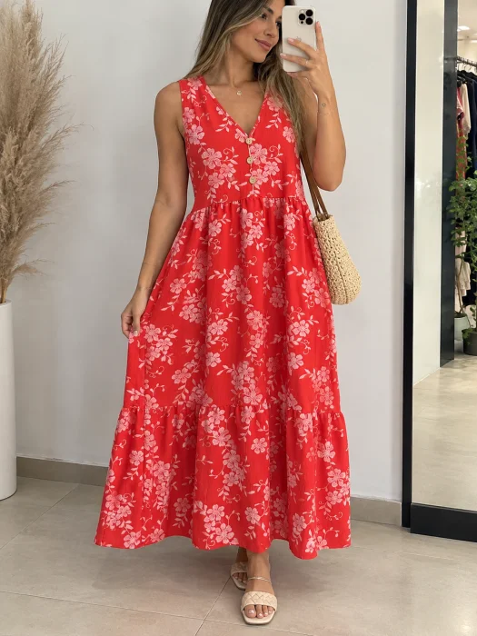 Vestidos Largos con Botón Estampados