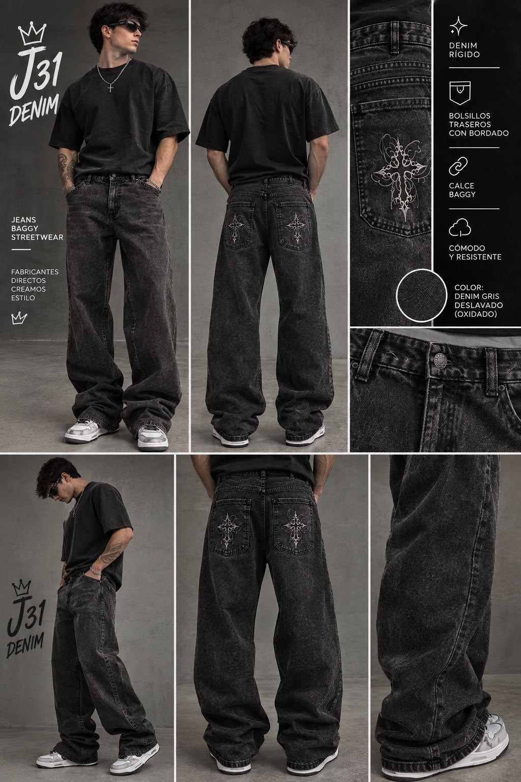 Baggy Bordado Cruz - Imagen 3