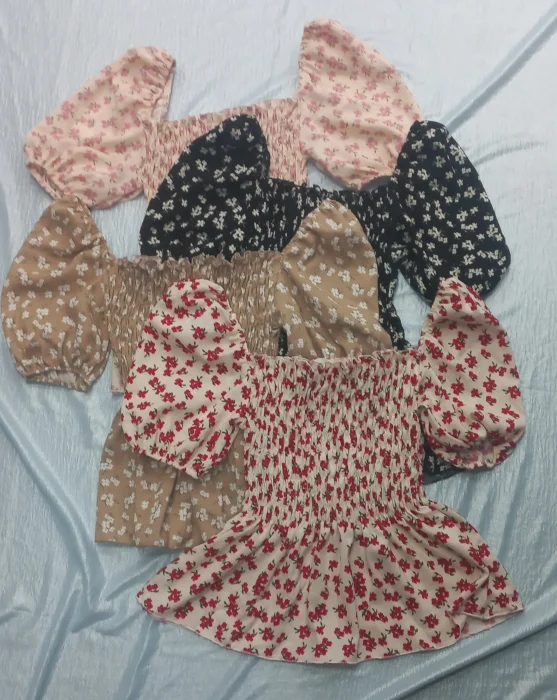 Blusa Frunce Flor Lino Mc