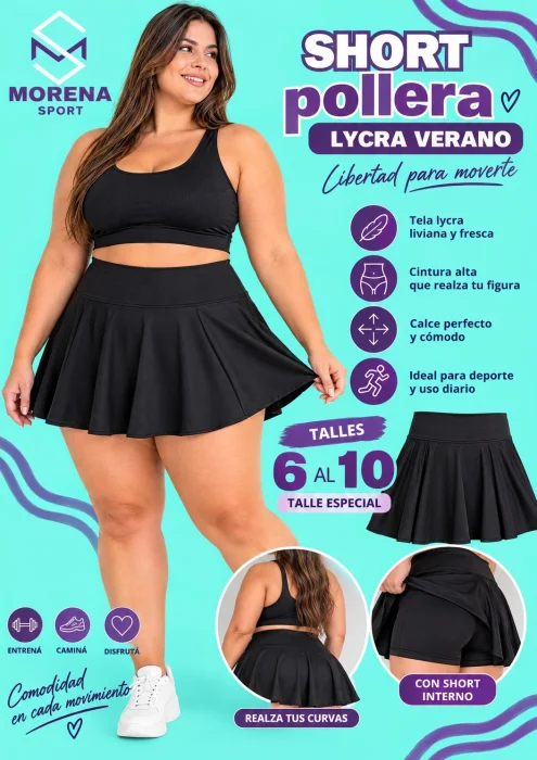 Short Pollera Lycra Talles Especiales