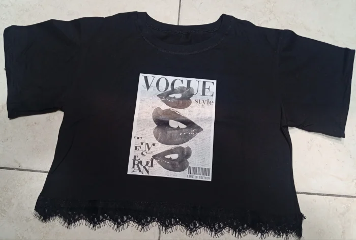Remera Oversay Corta Algodón con Puntilla