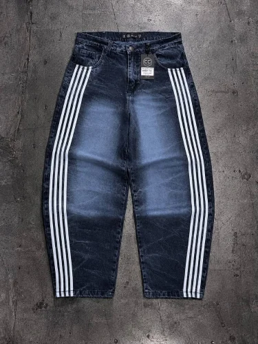 Ambrosetti - Baggy Gris Azulado 4 Lineas Blancas