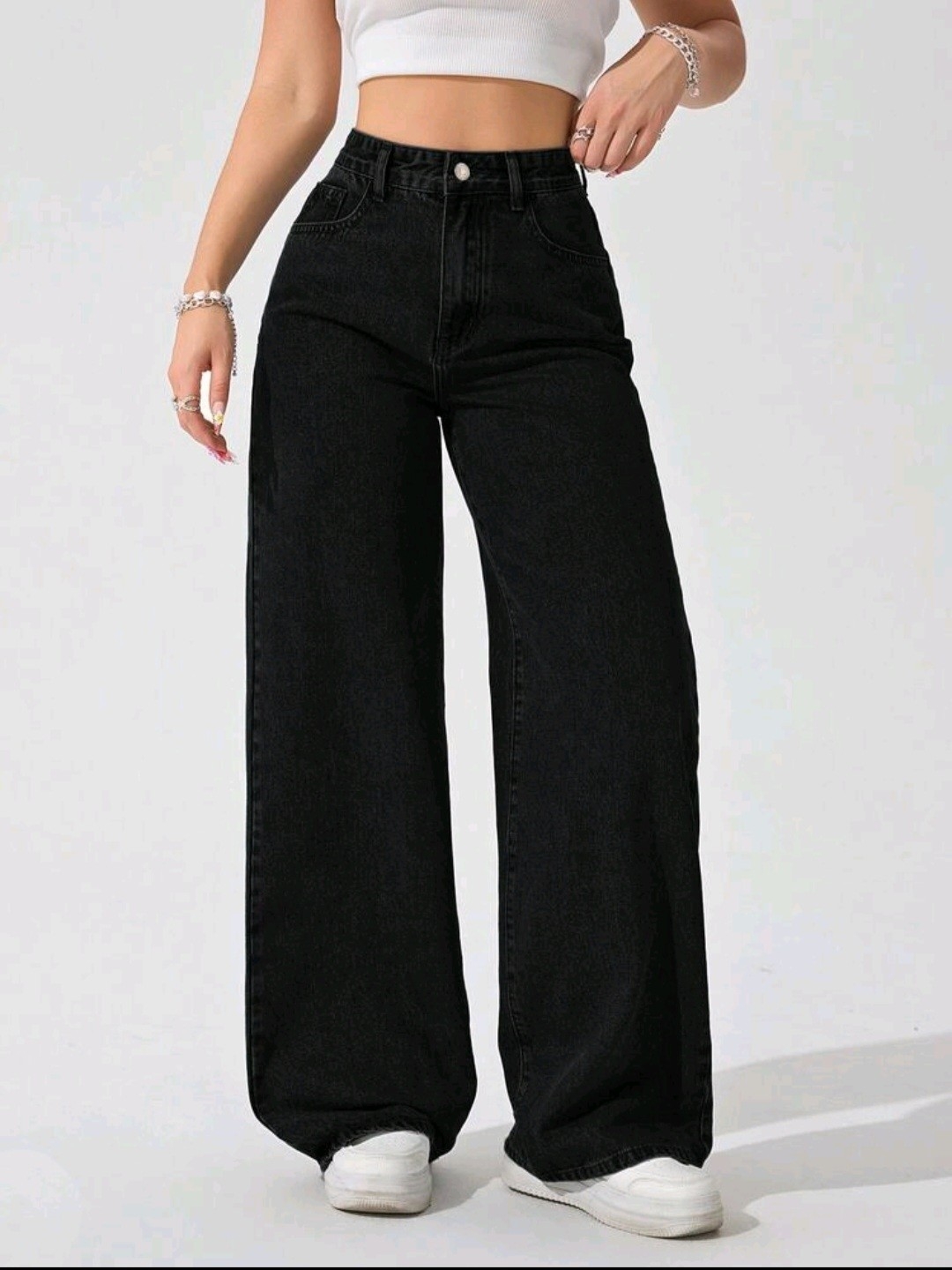 Wide Leg Negro Elastizado - Imagen 2