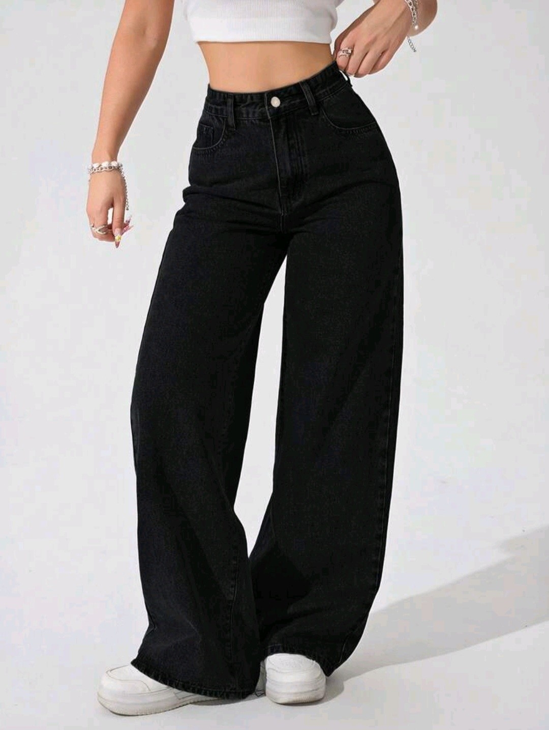 Wide Leg Negro Elastizado - Imagen 4