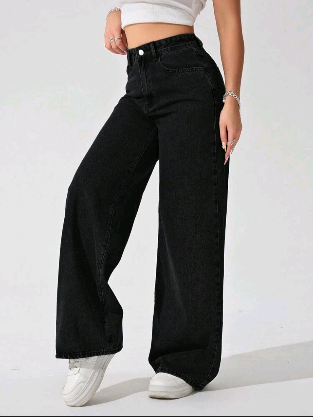 Wide Leg Negro Elastizado - Imagen 5