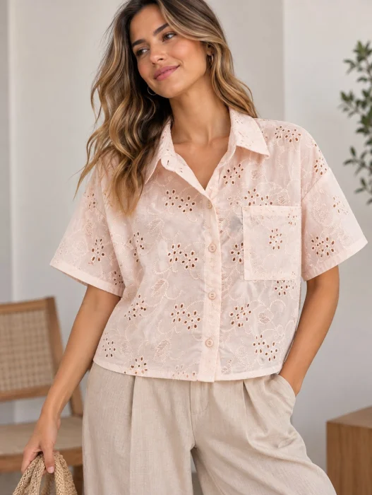 Camisa Broderie