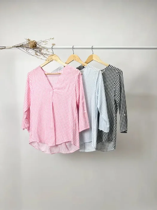 Blusa Rayon  Pollino con Cuadros