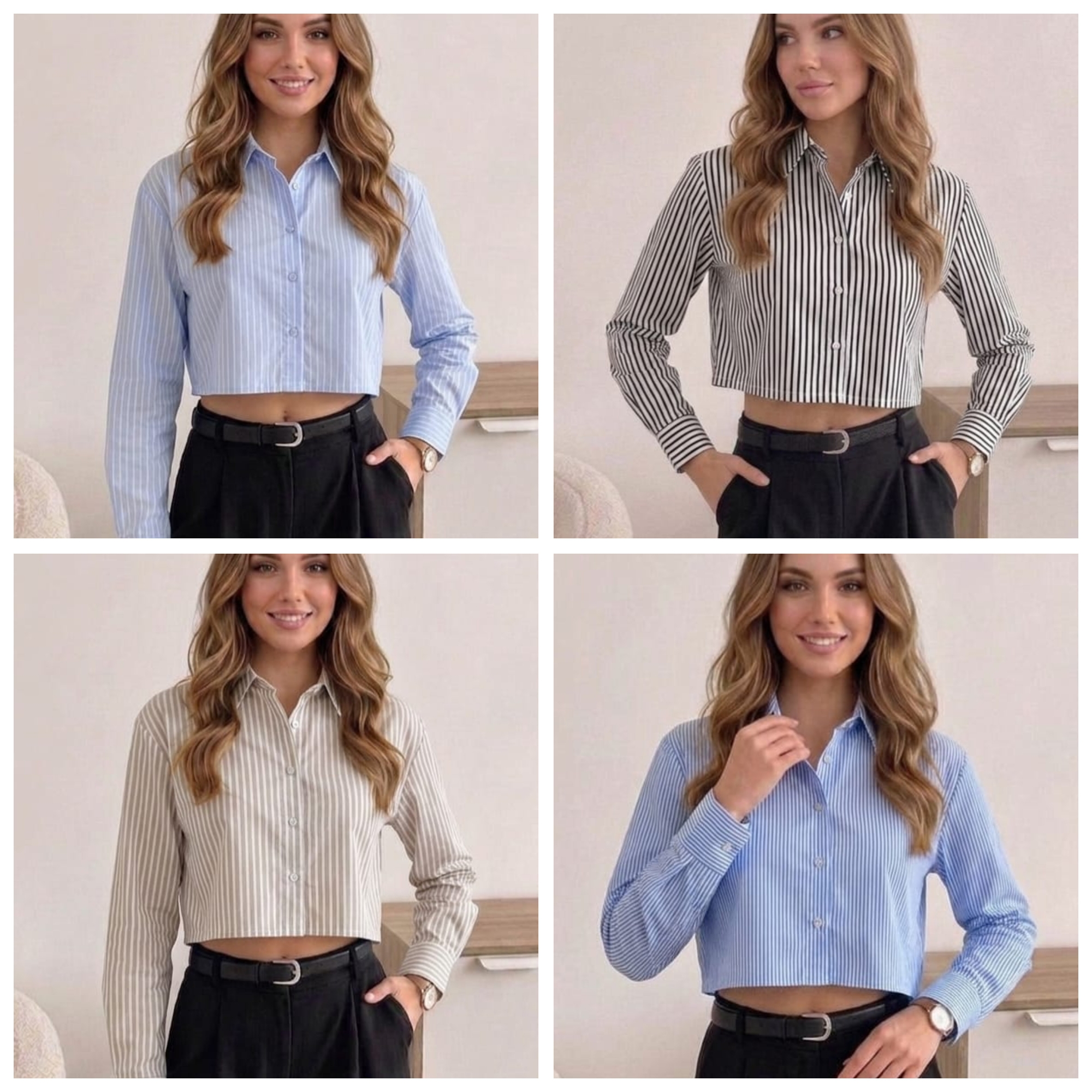 Camisa Crop Rayas - Imagen 3