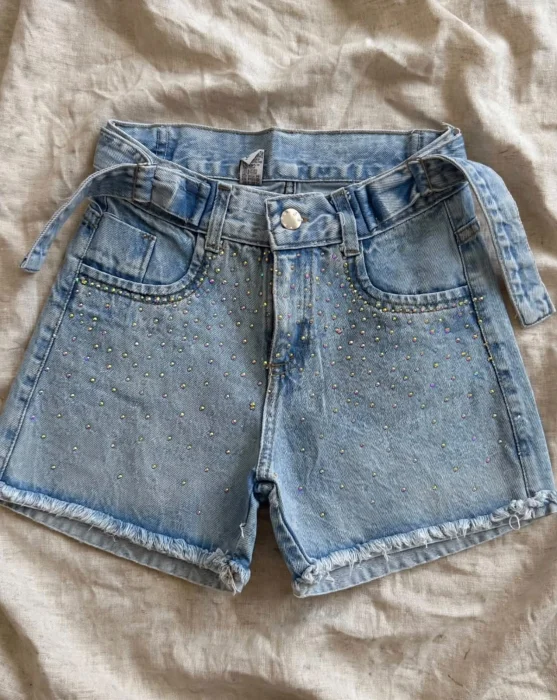 Short de Jeans Strass Tornasolado