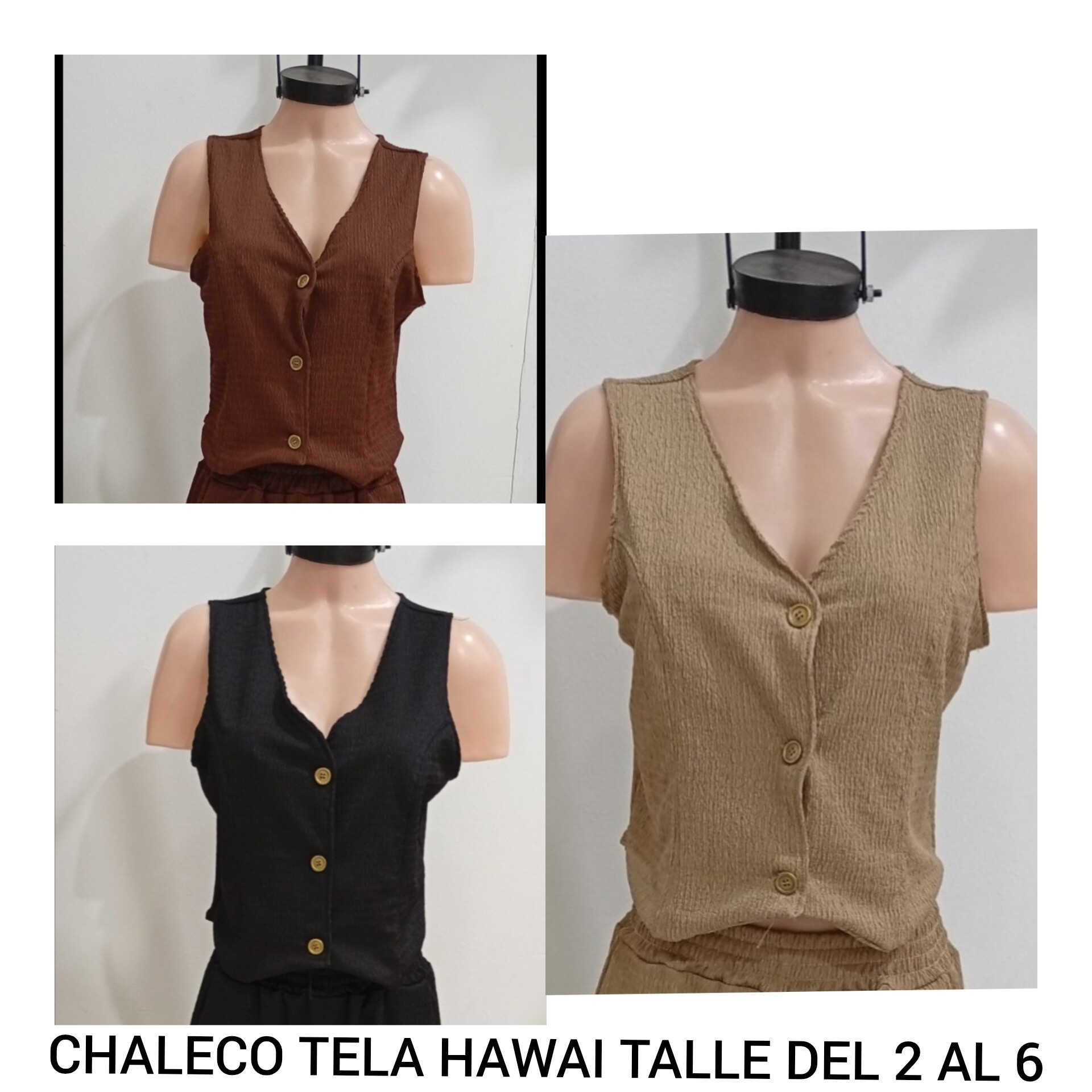 Chaleco Tela Lino Premium con Spandex para Dama Talles del 2 al 6 - Imagen 1