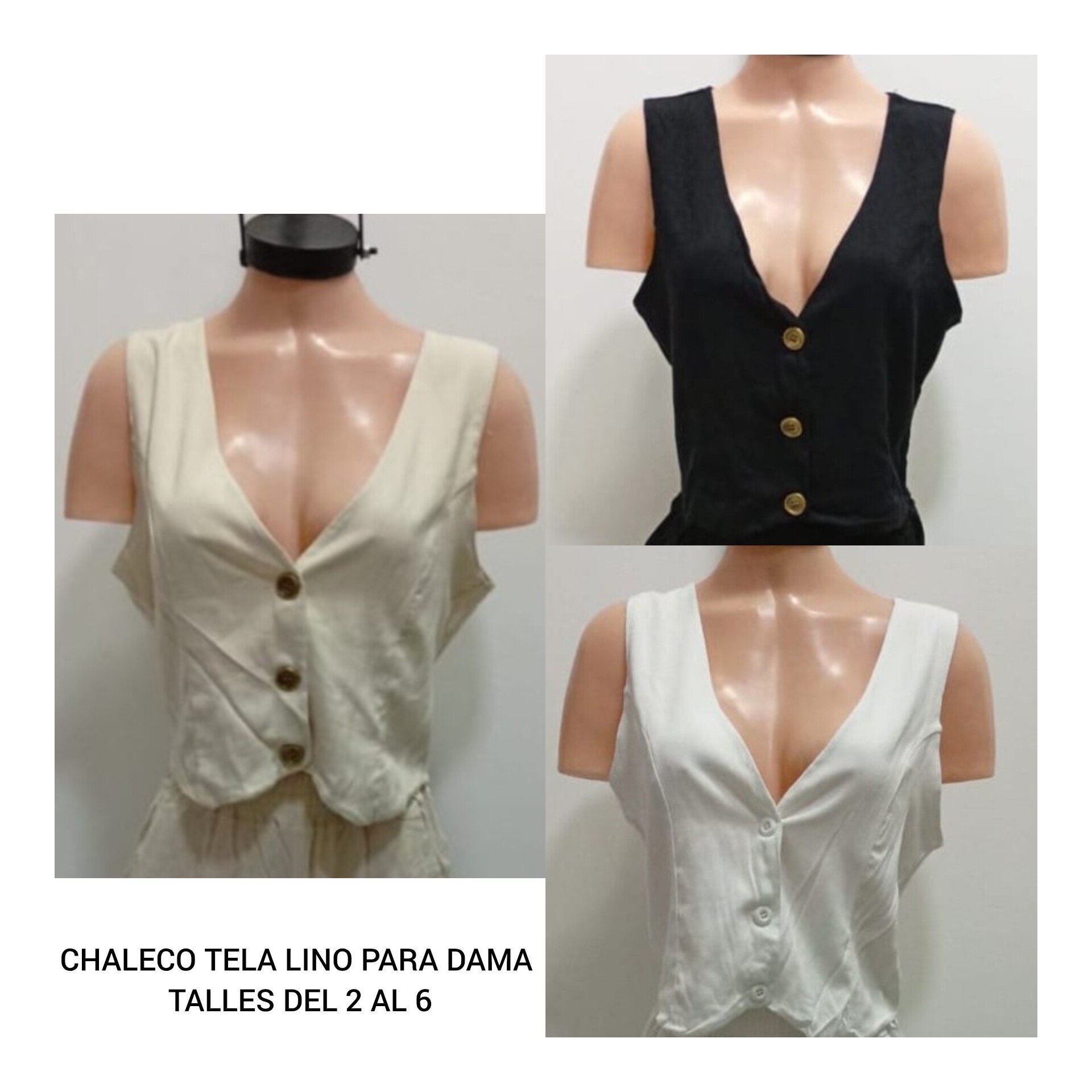 Chaleco de Lino Premium con Spandex para Dama Talles del 2 al 6 - Imagen 1
