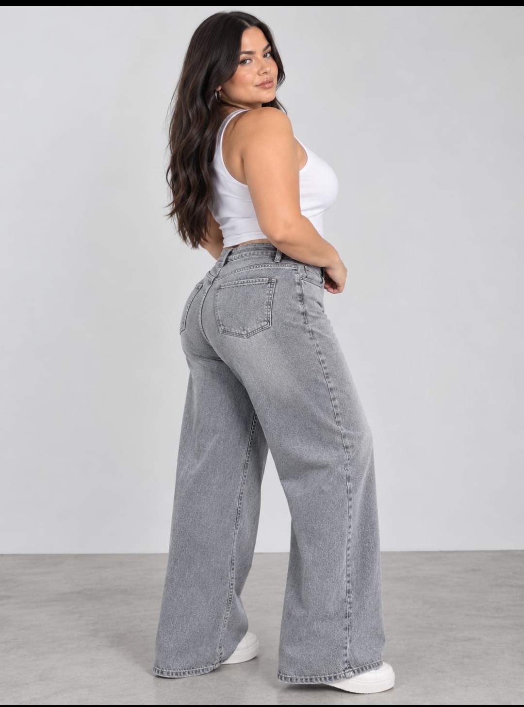 Wide Leg Elastizado Gris Arenado - Imagen 2