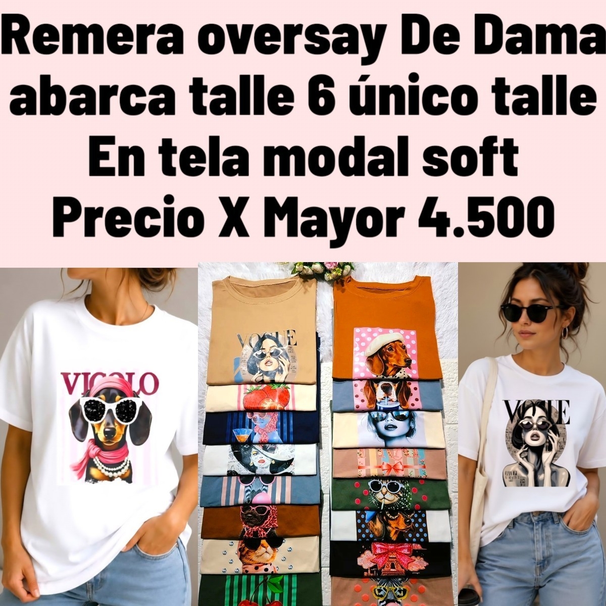 Remera Oversize de Dama Abarca Talle 6 Único Talle en Modal.sof - Imagen 1