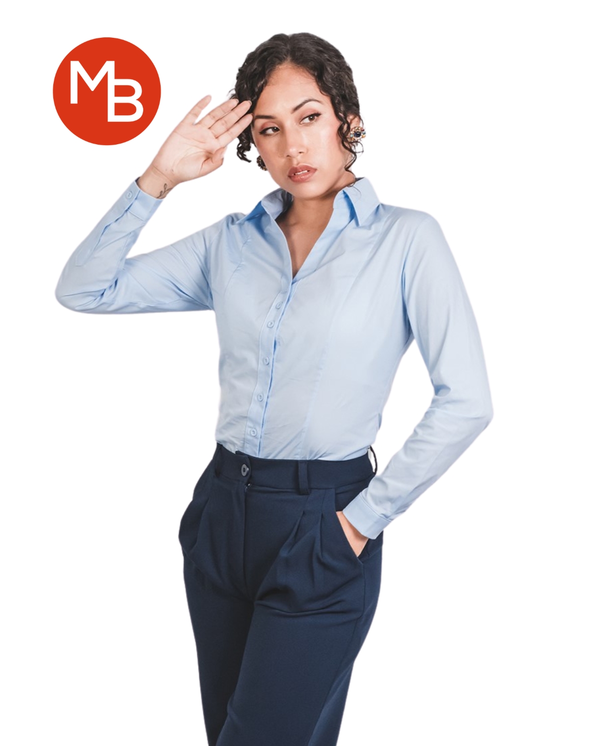 Camisa Entallada Elastizada Pinzada de Mujer - 8.jpg