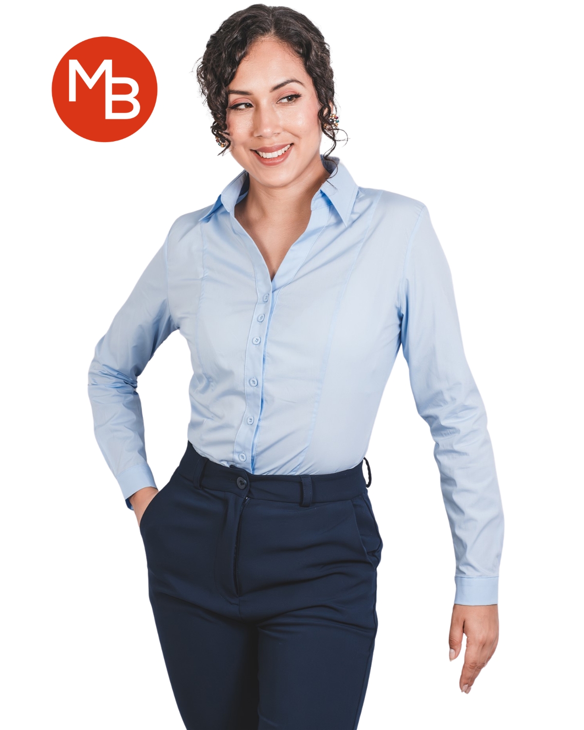 Camisa Entallada Elastizada Pinzada de Mujer - 7.jpg