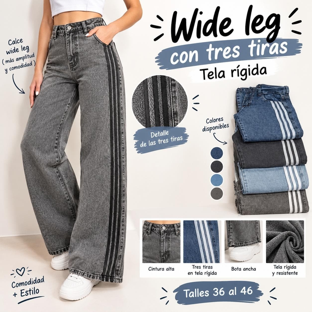 Wide Leg (tres Tiras) - Imagen 2